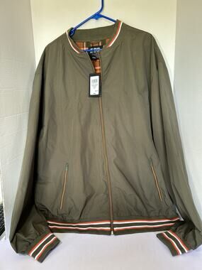 CSG League Jacket Mens 3XL Olive Orange Bomber Zip Up Lightweight NWT Streetwear